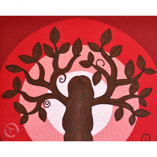 Quilt Art Tree of Life Red- Leaves