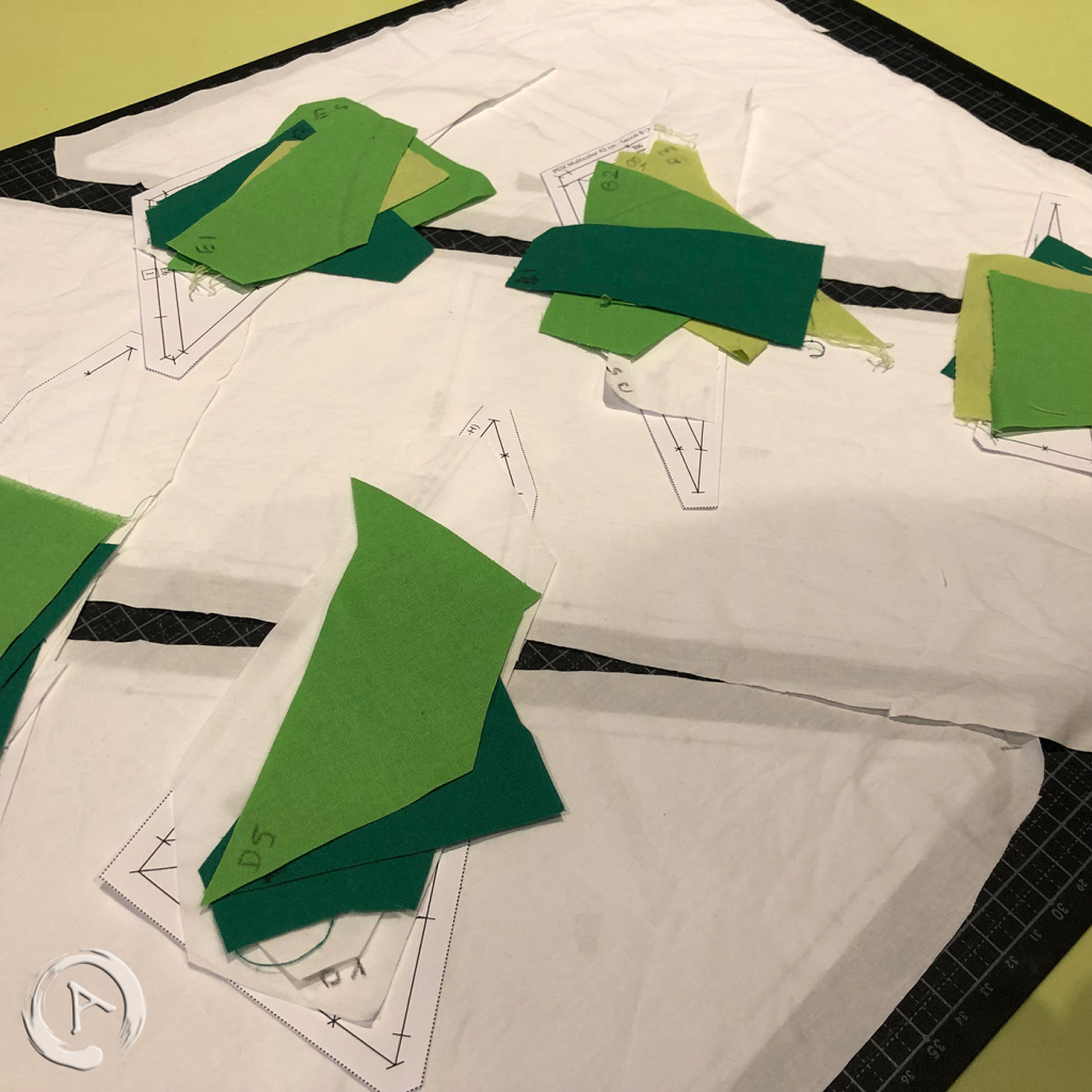 FPP Pattern - Origami Green Fish multic 16.5 FPP - Pieces